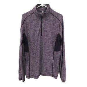 Lululemon Men's L Velocity 1/4 Zip Reflective Purple Gray W Thumb Holes Pocket‎